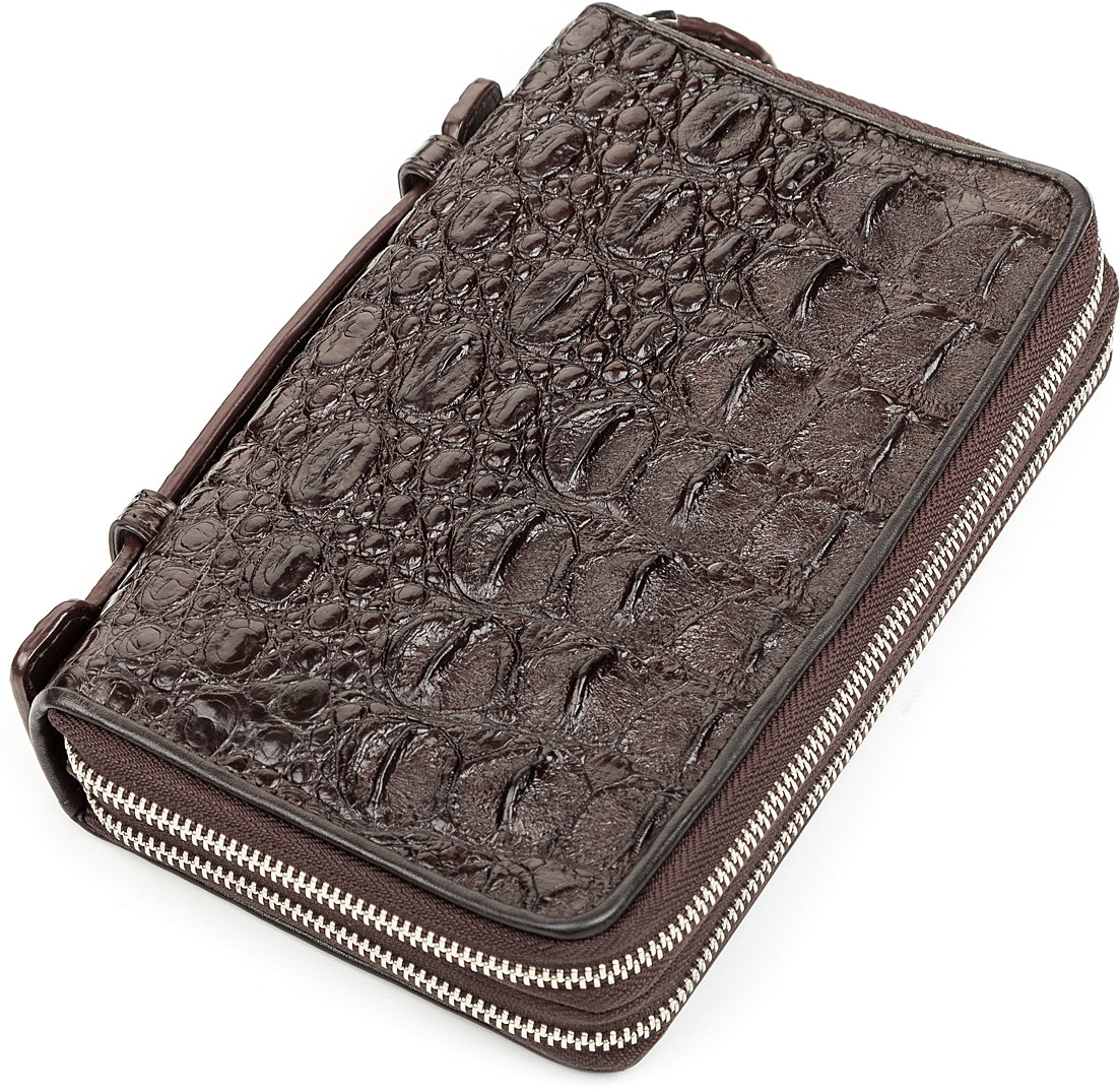 Клатч CROCODILE LEATHER 181598 з натуральної шкіри крокодила Коричневий, фото 1