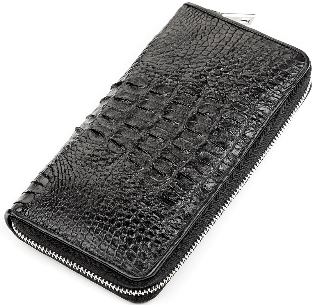 Гаманець CROCODILE LEATHER 181624 з натуральної шкіри крокодила Чорний, фото 1