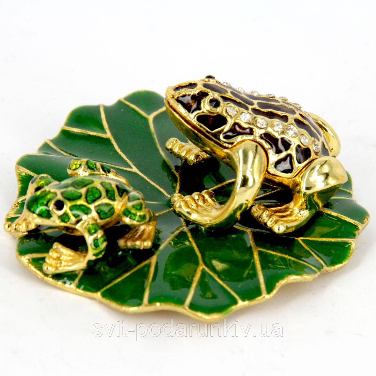 Скринька зі стразами статуетка 2 жаби QF2740, фото 1