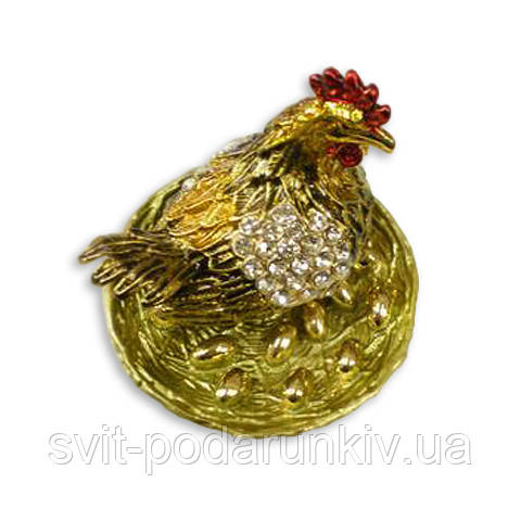 Скринька зі стразами курка в гнізді 00140, фото 1