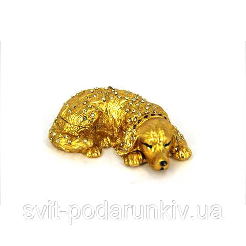 Скринька зі стразами у формі статуетки собаки 00269, фото 1