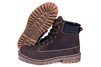 Мужские зимние кожаные ботинки Timberlend Crazy Shoes Chocolate