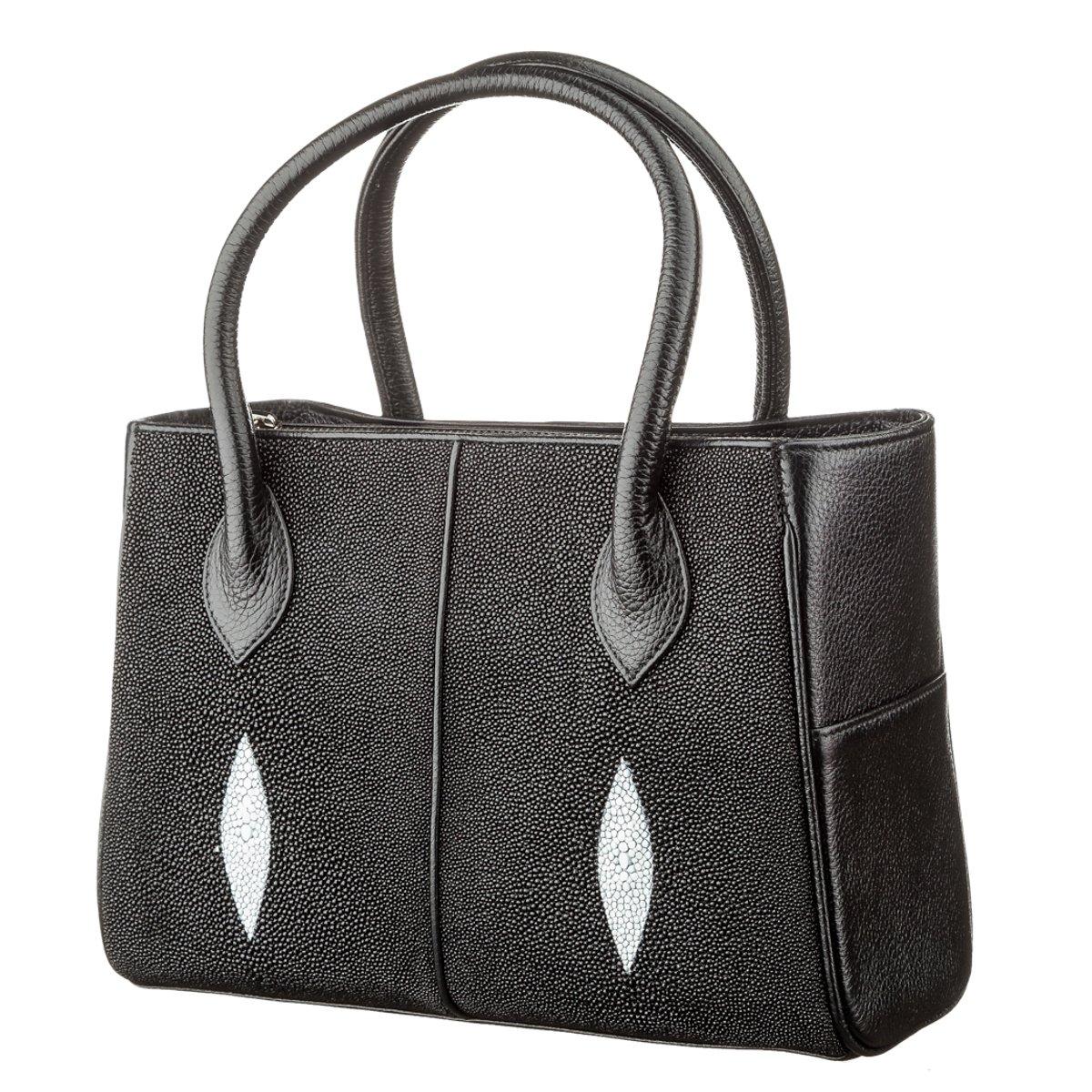 Сумка жіноча STINGRAY LEATHER 181966 з натуральної шкіри морського ската Чорна, фото 1