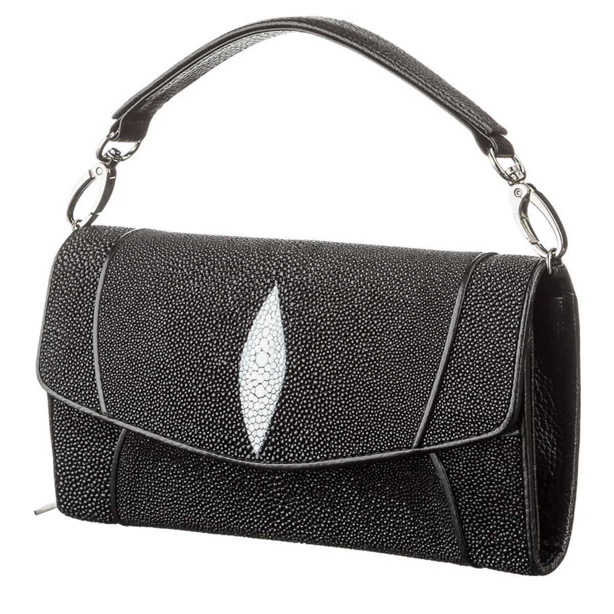 Клатч жіночий STINGRAY LEATHER 181971 з натуральної шкіри морського ската Чорний, фото 1