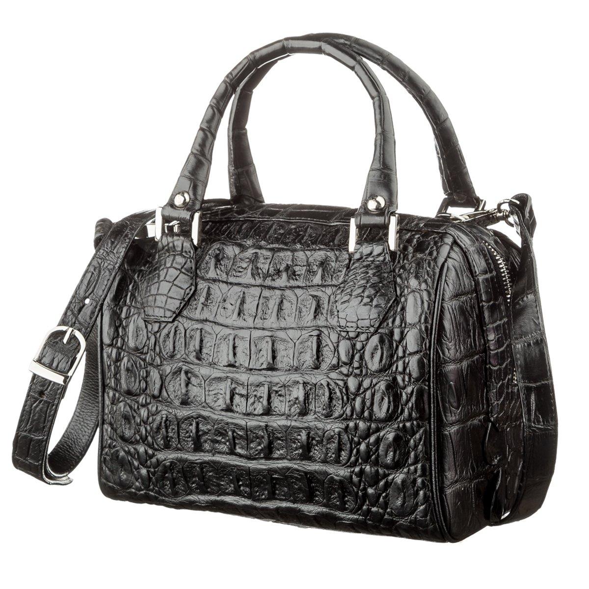 Сумка жіноча CROCODILE LEATHER 181974 з натуральної шкіри крокодила Чорна, фото 1