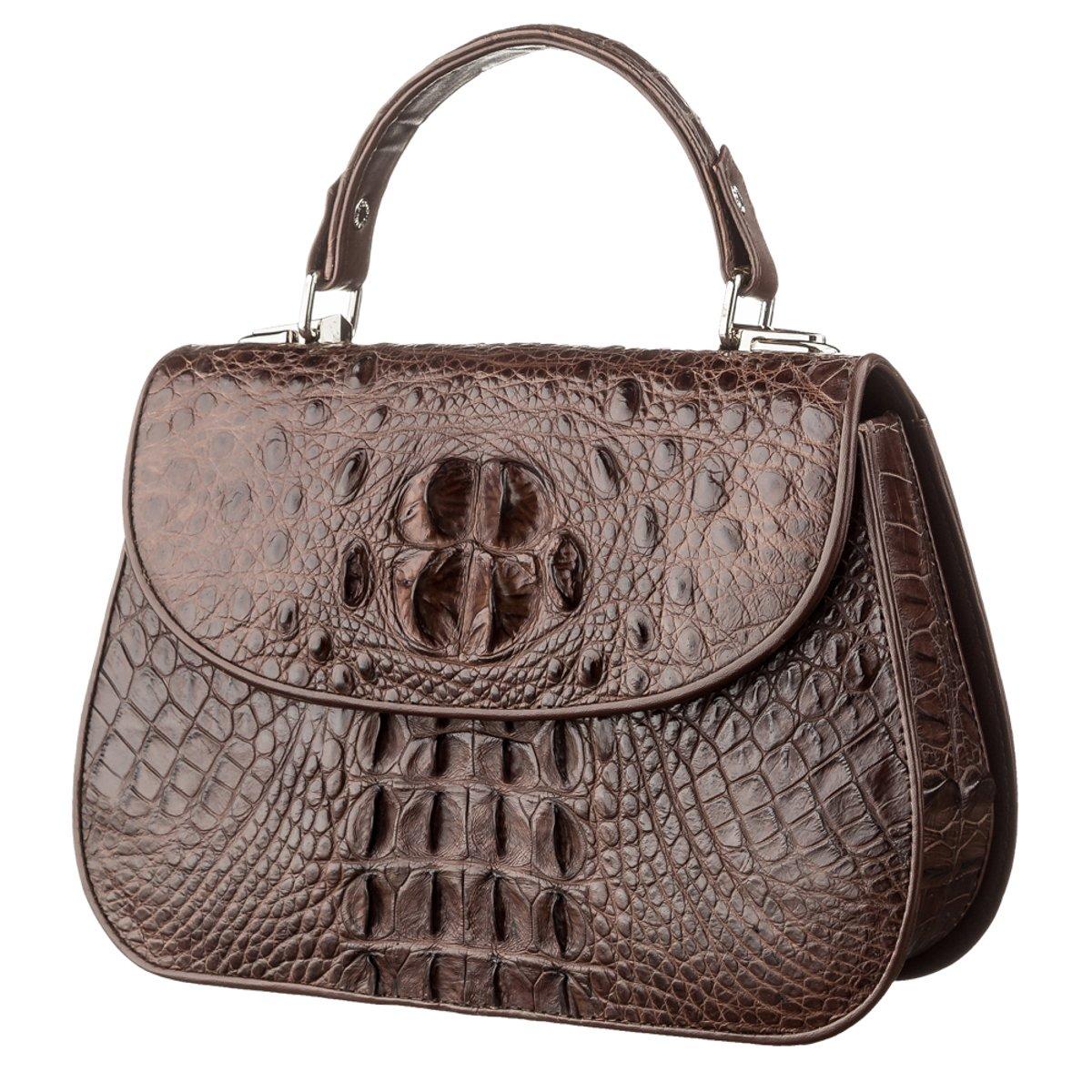 Сумка CROCODILE LEATHER 181975 з натуральної шкіри крокодила Коричнева, фото 1