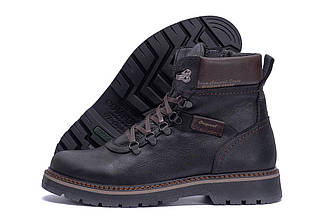Чоловічі зимові шкіряні черевики ZG black Military Style чорні