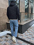 Куртка чоловіча весняна весна-осінь зі знімним капюшоном Туреччина чорна. Живе фото, фото 9