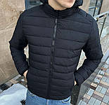 Куртка чоловіча весняна весна-осінь зі знімним капюшоном Туреччина чорна. Живе фото, фото 6