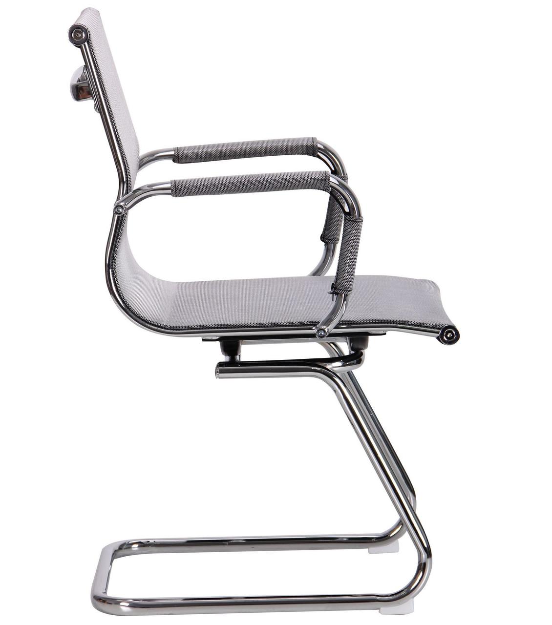Кресло конференц на полозьях серое Slim Net CF (XH-633C) сетка, хром AMF - фото 3 - id-p1580720747