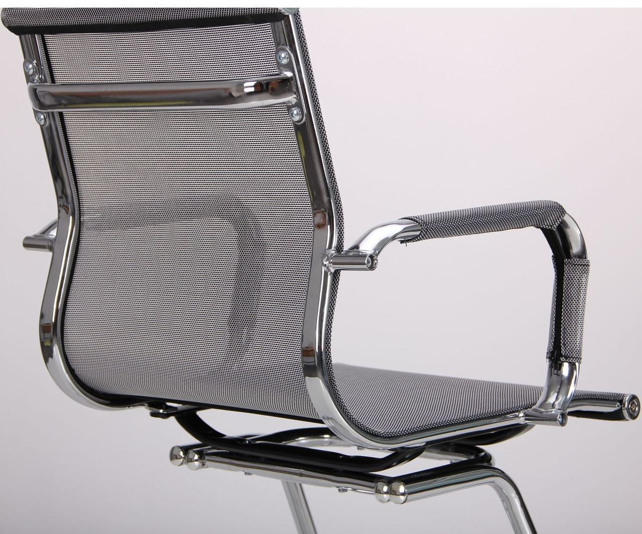 Кресло конференц на полозьях серое Slim Net CF (XH-633C) сетка, хром AMF - фото 5 - id-p1580720747