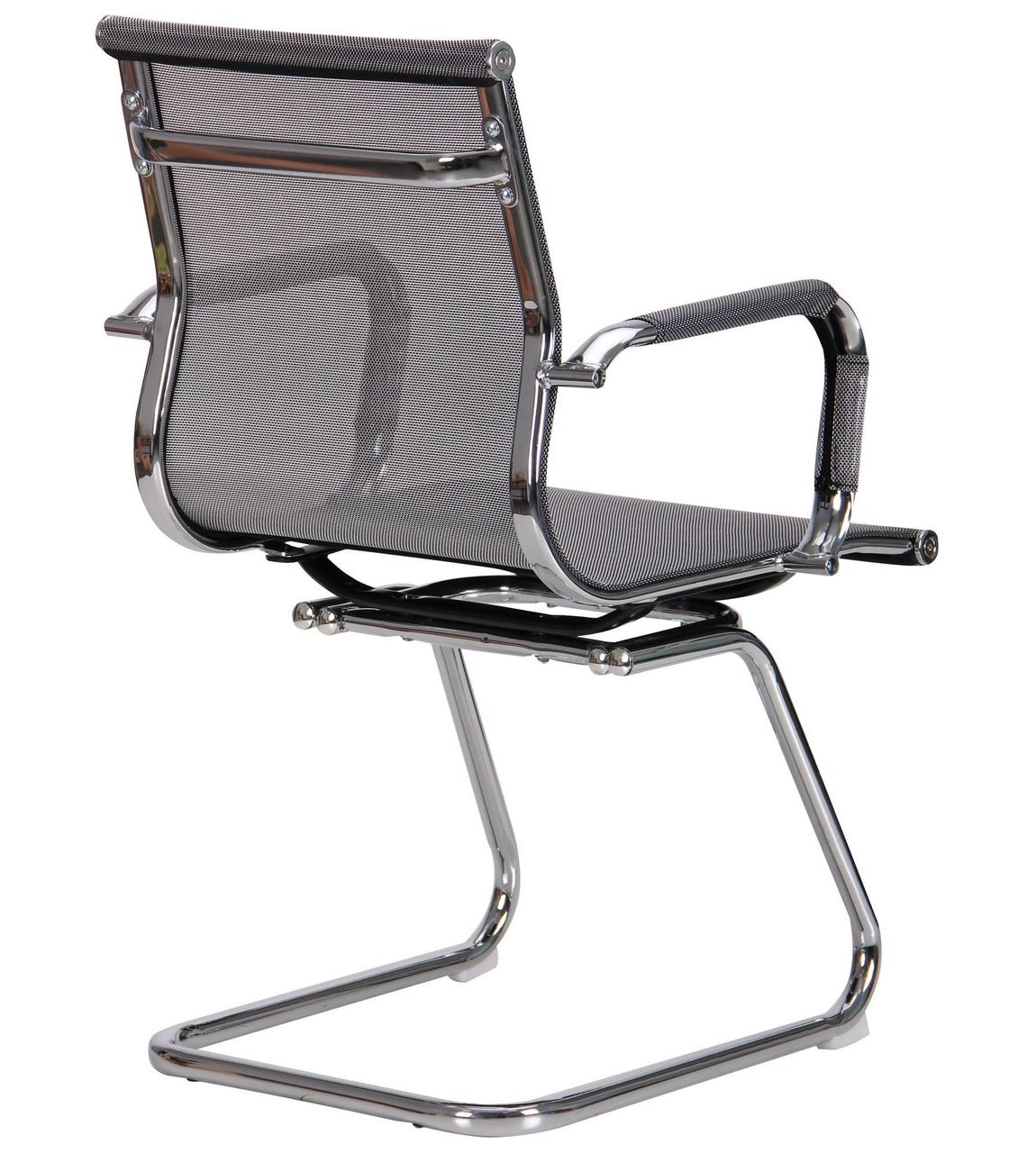 Кресло конференц на полозьях серое Slim Net CF (XH-633C) сетка, хром AMF - фото 2 - id-p1580720747