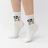 Шкарпетки білі з принтом "Dab Собака" (розмір 36-41)