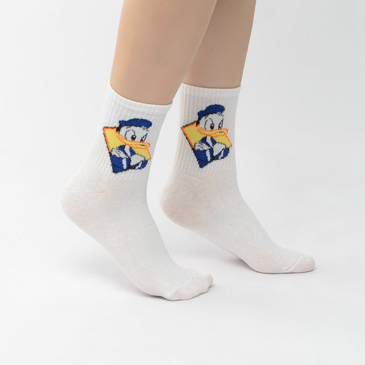 Шкарпетки білі з принтом "Дональд Дак" (розмір 36-41)