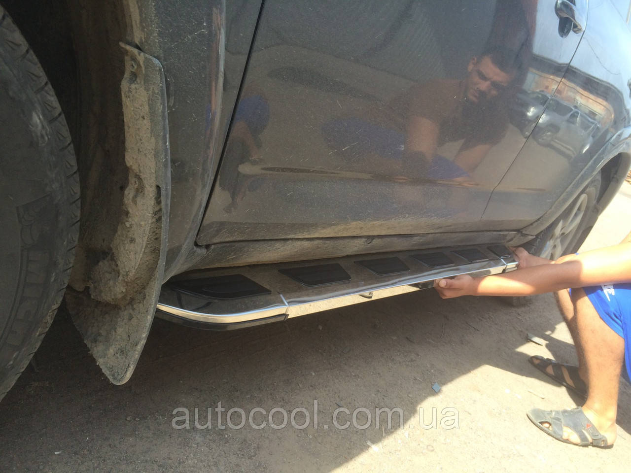 Бічні пороги майданчиком "Vision" Fiat Doblo nuovo 2010+, фото 1