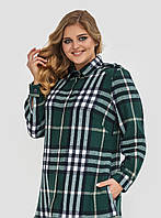 Зимовий сукня-сорочка оверсайз з фланелі в клітку, великих розмірів від 52 до 58