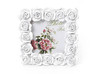 Рамка для фото з штучного каменю Троянди , колір - білий