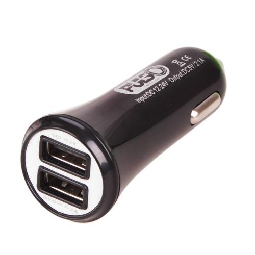 Автомобільний зарядний пристрій PULSO C-2023BK 2USB (12/24V - 5V 2,1 A) (C-2023BK), фото 1