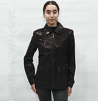 Куртка из натуральной кожи коричневая в лазерном покрытии на молнии длина-65см 44р-48р ОГ-98 ОБ-104