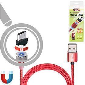 Кабель магнітний PULSO USB — Micro USB 2,4 А, 1 m, red (тільки заряджання) (MC-2301M RD)