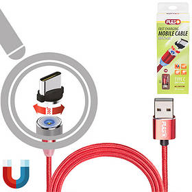 Кабель магнітний PULSO USB — Type C 2,4 А, 1 m, red (тільки заряджання) (MC-2301C RD)