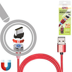 Кабель магнітний PULSO USB — Micro USB 2,4 А, 2 m, red (тільки заряджання) (MC-2302M RD)