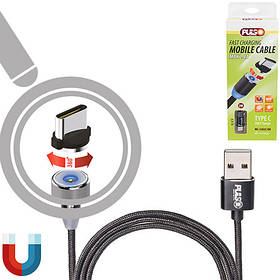 Кабель магнітний PULSO USB — Type C 2,4 А, 2 m, black (тільки заряджання) (MC-2302C BK)