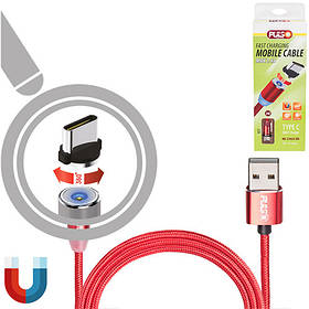 Кабель магнітний PULSO USB — Type C 2,4 А, 2 m, red (тільки заряджання) (MC-2302C RD)