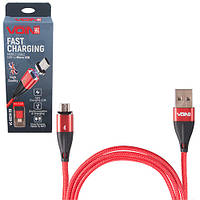 Кабель магнитный VOIN USB - Micro USB 3А, 1m, red (быстрая зарядка/передача данных) (VC-6101M RD)