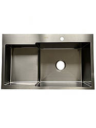 Мийка для кухні з крилом з нержавіючої сталі PVD Kraft HS7848RB чаша справа Чорний