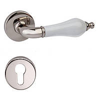 Дверна ручка на розетці DND by Martinelli MONICA полірований нікель/білий фарфор (з накладкою під