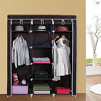 Портативна тканинна шафа для одягу HCX Storage Wardrobe 88130 на три секції Чорний