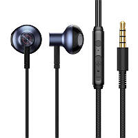 Наушники c микрофоном BASEUS Encok Wired Earphone (3.5mm, 1,2 метра). Black-Blue