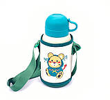 Термос дитячий з трубочкою/чашкою в чохлі на шнурку NE зелений 600 мл (LB-52163), фото 6