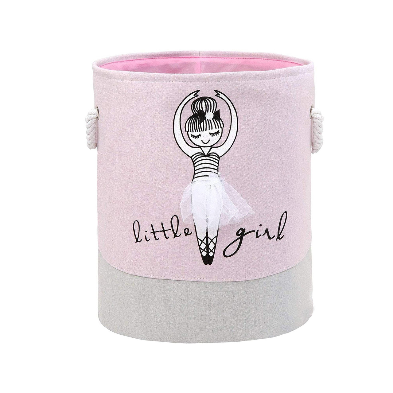 Кошик для іграшок круглий складаний Little Girl рожевий (SB-28288)