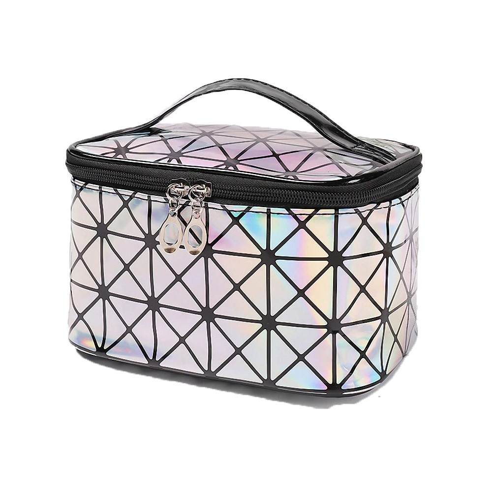 Косметичка/сумка для косметики з тримачем для пензлів Chameleon срібляста (СN-26907), фото 1