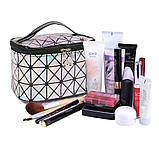 Косметичка/сумка для косметики з тримачем для пензлів Chameleon срібляста (СN-26907), фото 4