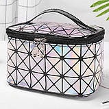 Косметичка/сумка для косметики з тримачем для пензлів Chameleon срібляста (СN-26907), фото 9