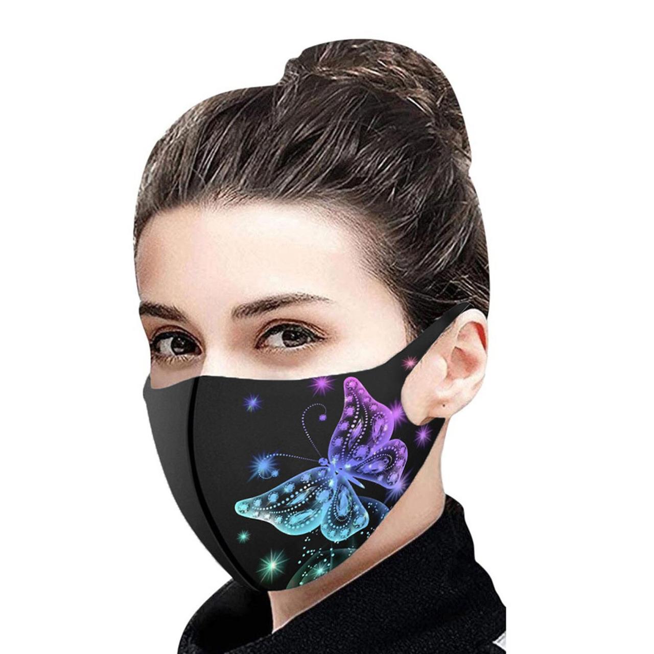 Тканинна маска для обличчя з красивим принтом, що миються, багаторазова маска, легко дихати в ній, фото 1