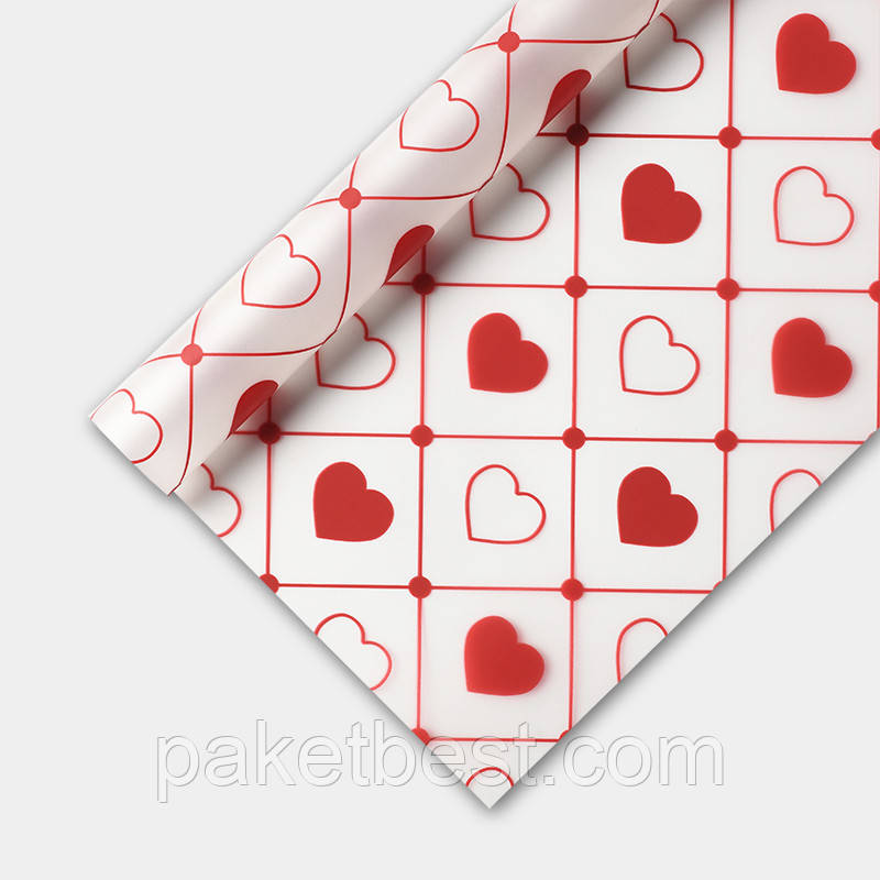 Калька для квітів ( 58х58 см) 20 штук Сердечка