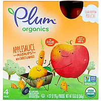 Plum Organics, Мэшапы из органического яблочного пюре с морковью и манго, 4 пакетика, 90 г (3,17 унции) Киев