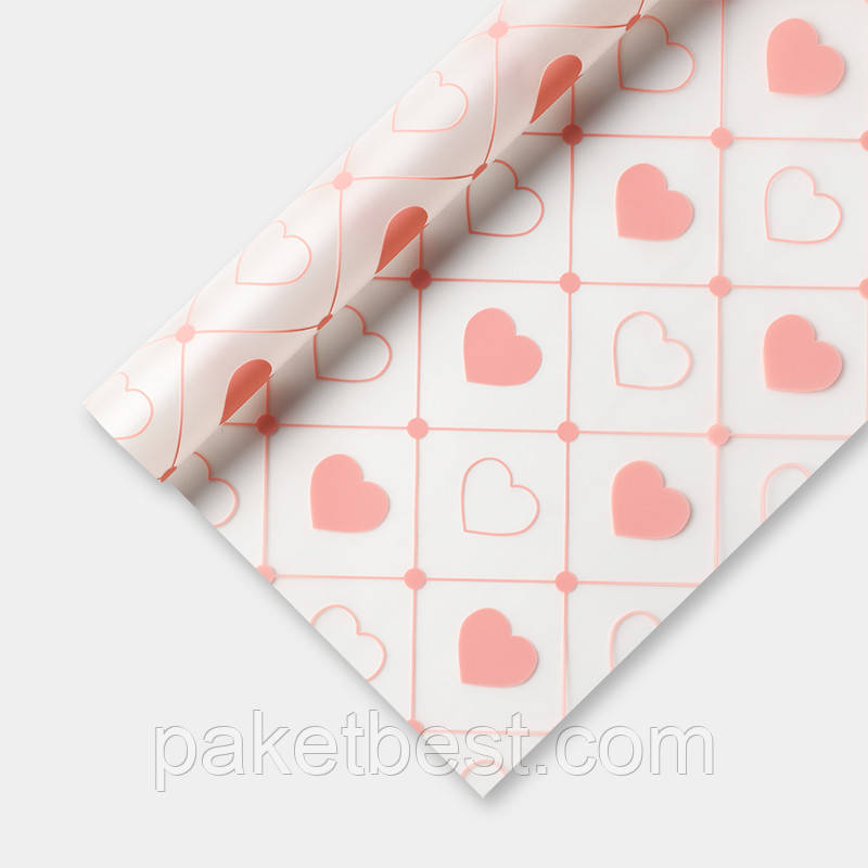 Калька для цветов ( 58х58 см) 20 штук Сердечки