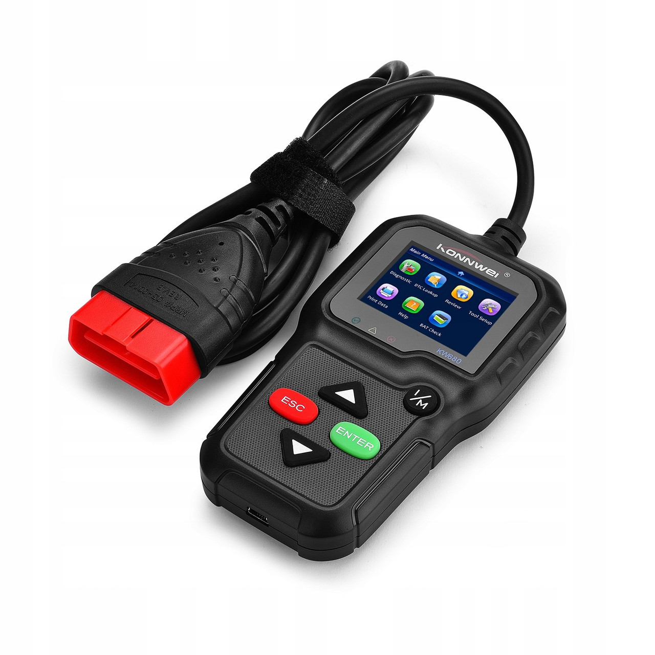 KONNWEI KW680 универсальный автомобильный сканер OBDII/EOBD + CAN, мультимарочный, русский, цветной ЖК экран
