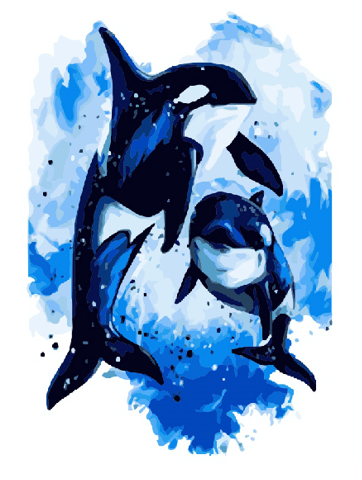 Картина за номерами Origami Закохані косатки LW 3040 40*50 см, фото 1