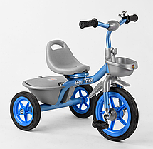 Велосипед 3-х колісний Блакитний "Best Тгіке" гумові колеса, переднє d=10", заднє d=8", дзвінок, 2 корзини