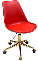 Стілець Albert GD-Modern Office червоний 323, на золотій опорі з роликами, з регулюванням висоти сидіння, фото 2