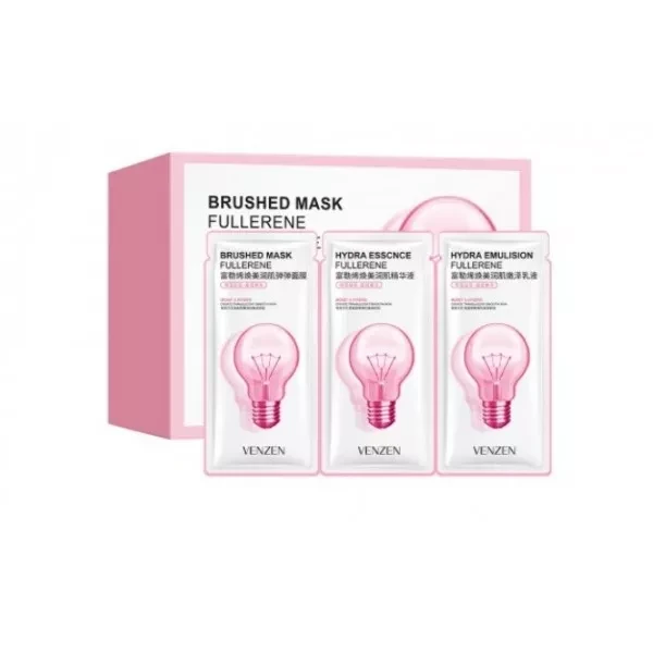 Інтенсивний освітлюючий набір Venzen Brushed Mask Fullerene із 3-х предметів (маска, ессенція, емульсія) з