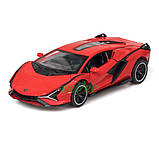 Машинка Lamborghini Sian іграшка моделька металева колекційна 15 см Червоний (59427), фото 3