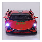 Машинка Lamborghini Sian іграшка моделька металева колекційна 15 см Червоний (59427), фото 8