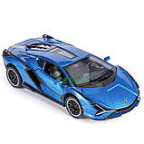 Машинка Lamborghini Sian моделька іграшка металева колекційна 15 см Синій (59428), фото 3